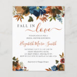 Herfst in Love Blue Floral Bridal Shower<br><div class="desc">Navy Blue Brown Rust Floral Waterverf Herfst in Love Autumn Bridal Shower Invitation</div>