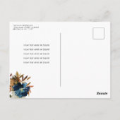 Herfst in Love Blue Floral Pumpkin Vrijgezellenfee Briefkaart (Achterkant)