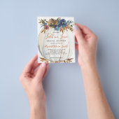 Herfst in Love Blue Floral Pumpkin Vrijgezellenfee Flyer (Hand)