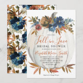 Herfst in Love Blue Floral Pumpkin Vrijgezellenfee Kaart (Voorkant / Achterkant)