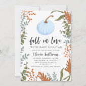 Herfst in Love Blue Pumpkin Baby shower Kaart (Voorkant)