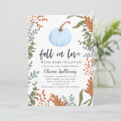 Herfst in Love Blue Pumpkin Baby shower Kaart (Staand voorkant)