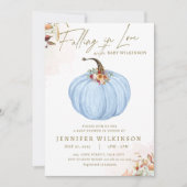 Herfst in Love Blue Pumpkin Boy Baby shower Kaart (Voorkant)
