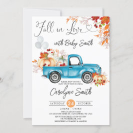 Herfst in Love Blue Pumpkin Pickup Truck Baby show Kaart