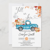 Herfst in Love Blue Truck Pumpkin Vrijgezellenfees Kaart (Voorkant)