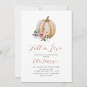 Herfst in Love Blush Floral Pumpkin Vrijgezellenfe Kaart (Voorkant)