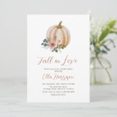 Herfst in Love Blush Floral Pumpkin Vrijgezellenfe Kaart (Staand voorkant)