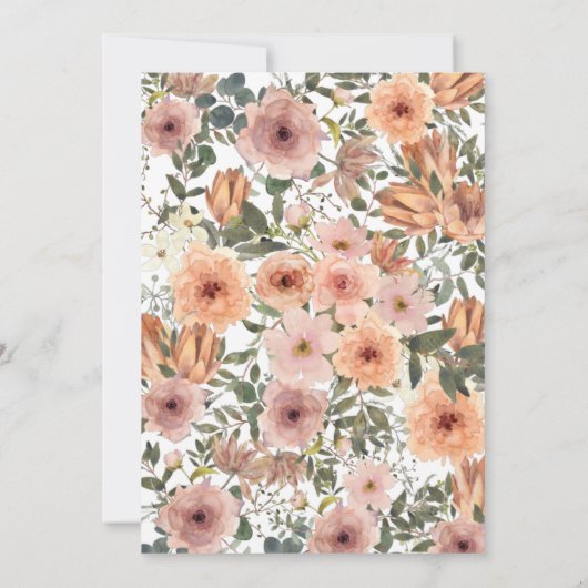 Herfst in Love Blush Floral Pumpkin Vrijgezellenfe Kaart (Achterkant)