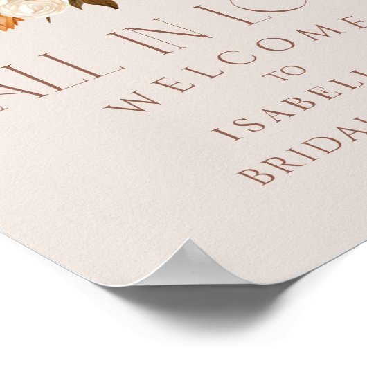 Herfst In Love Boho Floral Vrijgezellenfeest Welko Poster (Hoek)