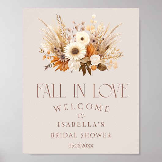Herfst In Love Boho Floral Vrijgezellenfeest Welko Poster (Voorkant)