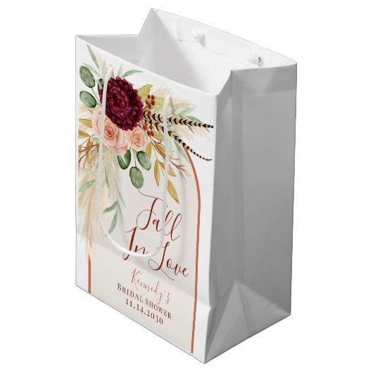 Herfst In Love Boho Pampas Floral Vrijgezellenfees Medium Cadeauzakje (Voorkant Gekanteld)