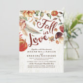 Herfst in Love Boho Rustic Floral Pumpink Wedding Kaart (Staand voorkant)