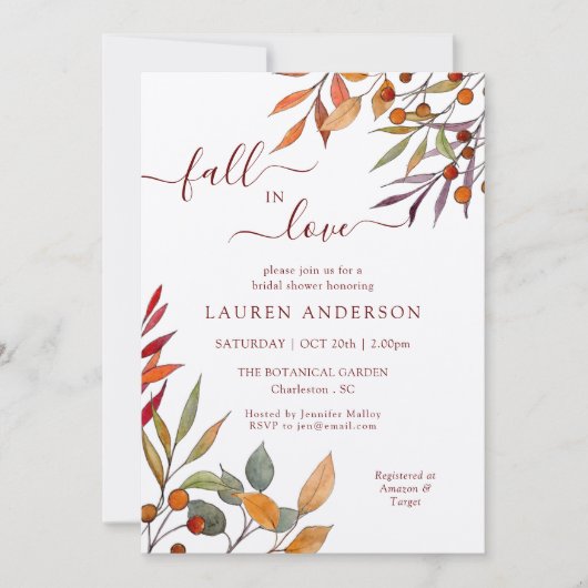 "Herfst in Love" Boho verbrand Oranje Vrijgezellen Kaart (Voorkant)