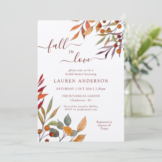 "Herfst in Love" Boho verbrand Oranje Vrijgezellen Kaart (Staand voorkant)