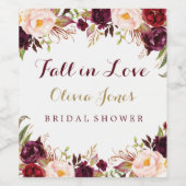 Herfst in Love Bourgondië Floral Vrijgezellenfeest Wijn Etiket (Enkel label)