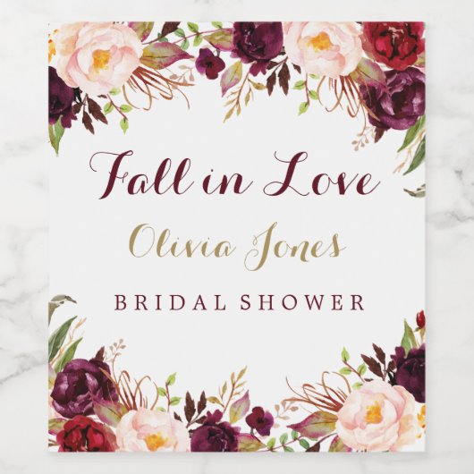 Herfst in Love Bourgondië Floral Vrijgezellenfeest Wijn Etiket (Enkel label)