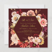 Herfst In Love Bourgondië Lijst Floral Vrijgezelle Kaart (Voorkant)