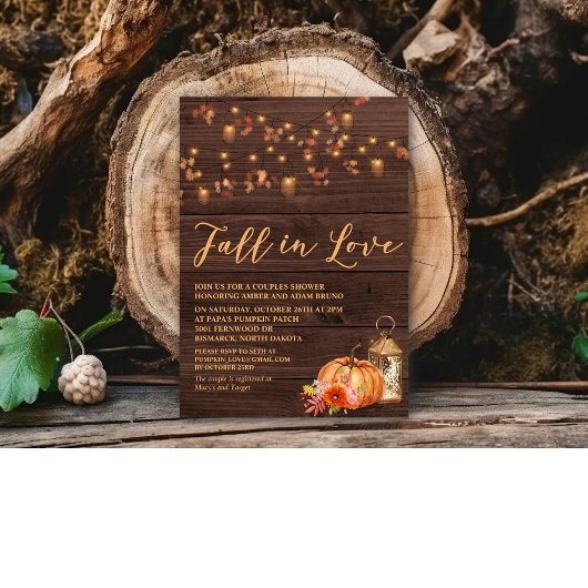 Herfst in Love Bridal Couples Shower Invitation Kaart