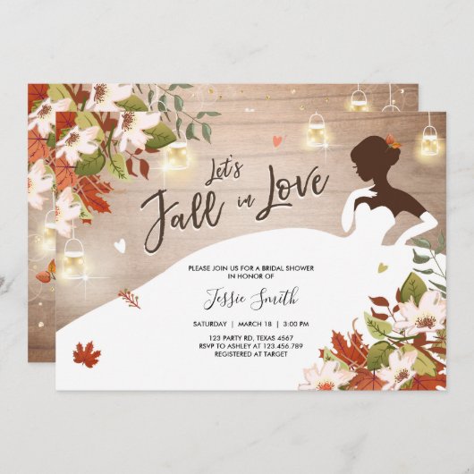 Herfst in Love Bridal doucheuitnodiging Rustic Jar Kaart (Voorkant / Achterkant)