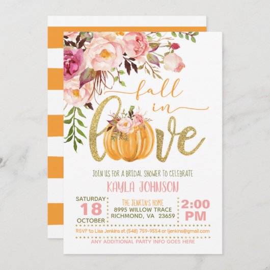 Herfst in Love Bridal Shower Invitation - OS Kaart (Voorkant / Achterkant)