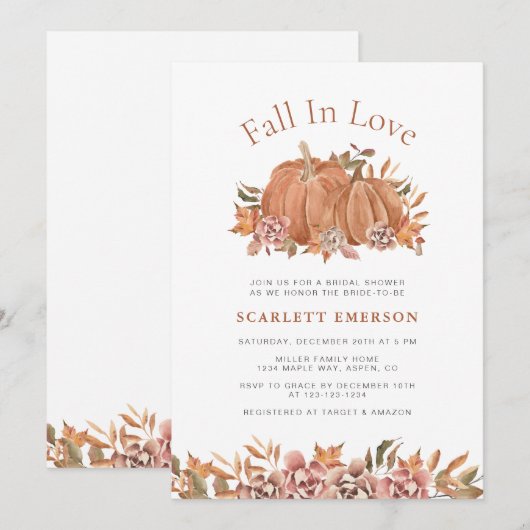 Herfst in Love Bridal Shower Kaart (Voorkant / Achterkant)