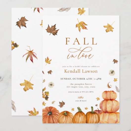 Herfst in Love Bridal Shower Uitnodiging (Voorkant / Achterkant)