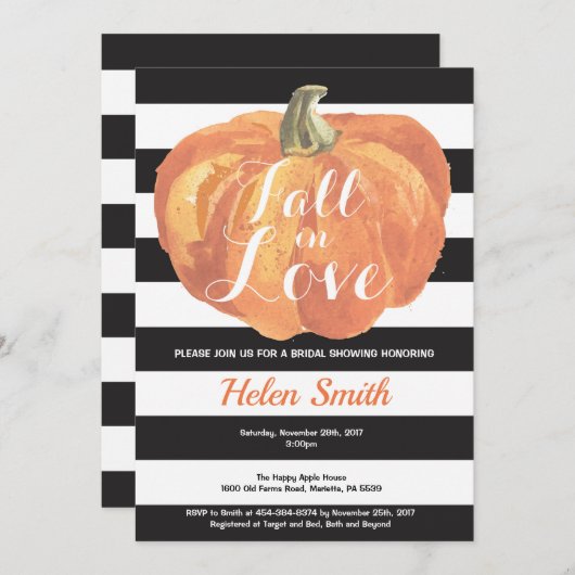 Herfst in Love Bridal Shower Uitnodiging (Voorkant / Achterkant)