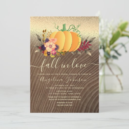 Herfst in Love Bridal Shower Uitnodiging (Staand voorkant)