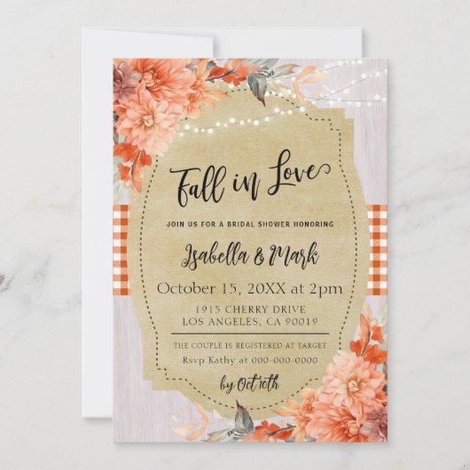 Herfst in Love Bridal Shower Uitnodiging (Voorkant)