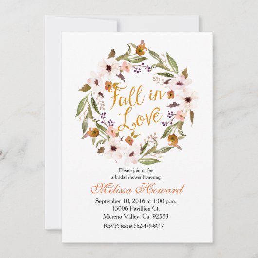 Herfst in Love Bridal Shower Uitnodiging (Voorkant)