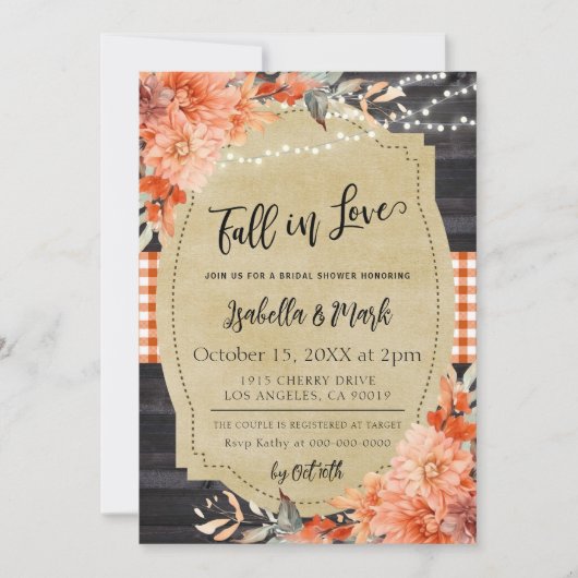 Herfst in Love Bridal Shower Uitnodiging (Voorkant)