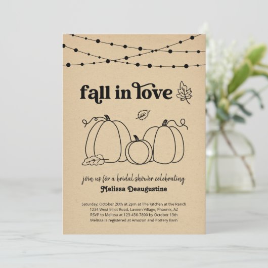 Herfst in Love Bridal Shower Uitnodiging (Staand voorkant)