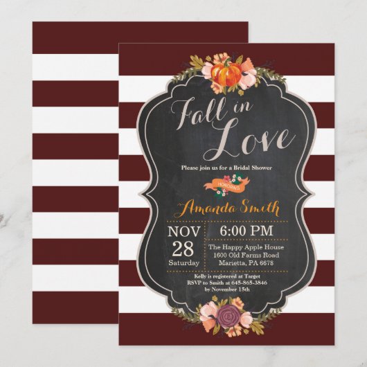 Herfst in Love Bridal Shower-uitnodigkaart Kaart (Voorkant / Achterkant)