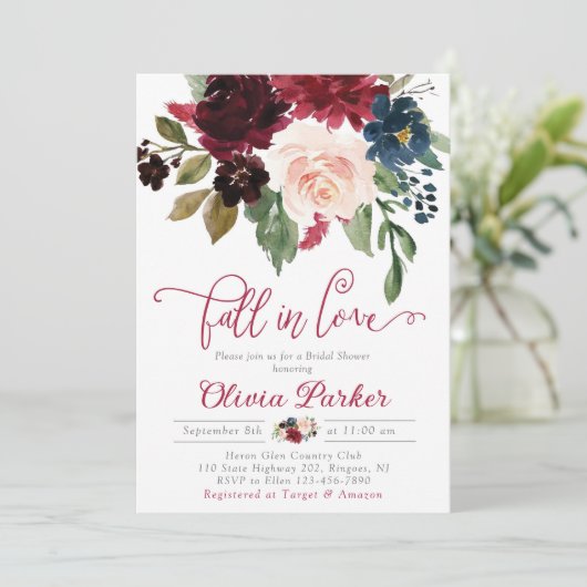 Herfst In Love Bruids Douche Uitnodiging Herfst Bl (Staand voorkant)