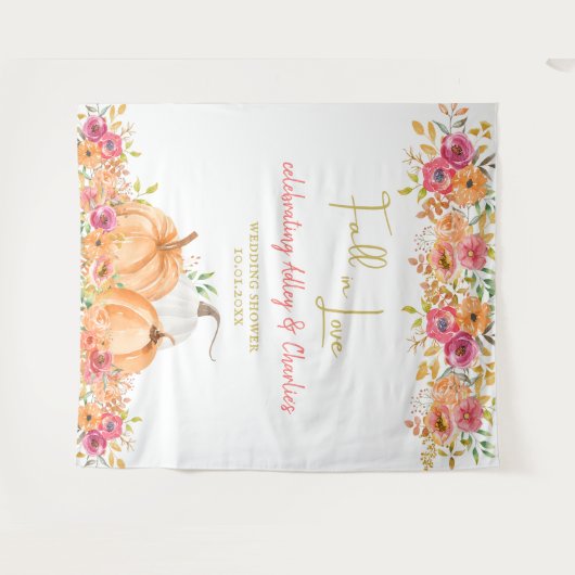 Herfst in Love bruiloft of douche Wandkleed (Voorkant (horizontaal))