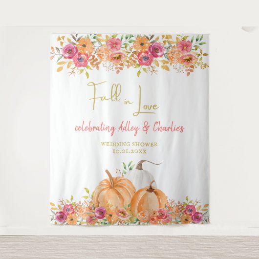 Herfst in Love bruiloft of douche Wandkleed (Voorkant)