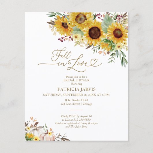 Herfst In Love Budget Bruidsdouche Uitnodigingen Flyer (Voorkant)