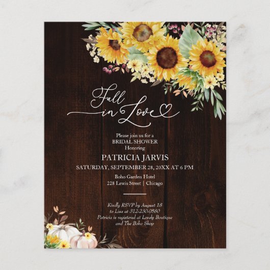 Herfst In Love Budget Bruidsdouche Uitnodigingen Flyer (Voorkant)