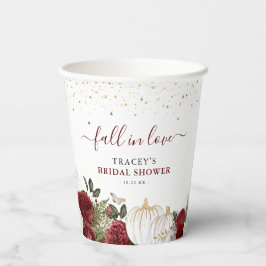 Herfst in Love Burgundy Floral Pumpkin Vrijgezelle Papieren Bekers