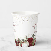 Herfst in Love Burgundy Floral Pumpkin Vrijgezelle Papieren Bekers (Links)