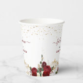 Herfst in Love Burgundy Floral Pumpkin Vrijgezelle Papieren Bekers (Rechts)