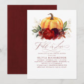 Herfst in Love Burgundy Red Bridal Shower Kaart (Voorkant / Achterkant)