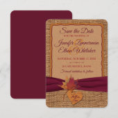Herfst in Love Burlap, Leaves Save the Date (klein (Voorkant / Achterkant)
