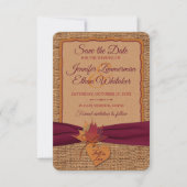 Herfst in Love Burlap, Leaves Save the Date (klein (Voorkant)