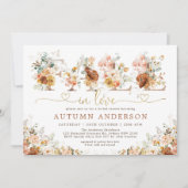 Herfst in Love Burnt Oranje Floral Vrijgezellenfee Kaart (Voorkant)