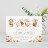 Herfst in Love Burnt Oranje Floral Vrijgezellenfee Kaart (Staand voorkant)