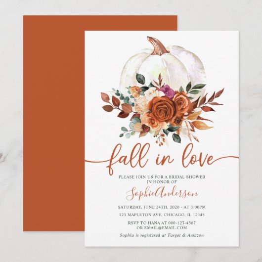 Herfst in Love Burnt Oranje Floral Vrijgezellenfee Kaart (Voorkant / Achterkant)