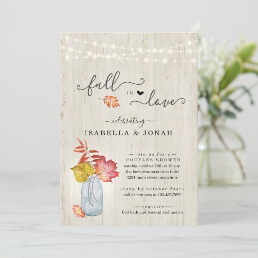 Herfst in Love Couple's/Bridal Shower Invitation Kaart (Staand voorkant)