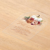 Herfst in Love Elegant Wedding Rust Flowers Pumpki Acryl Uitnodigingen (Laagn)
