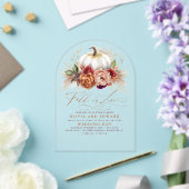 Herfst in Love Elegant Wedding Rust Flowers Pumpki Acryl Uitnodigingen (Insitu (Huwelijk))